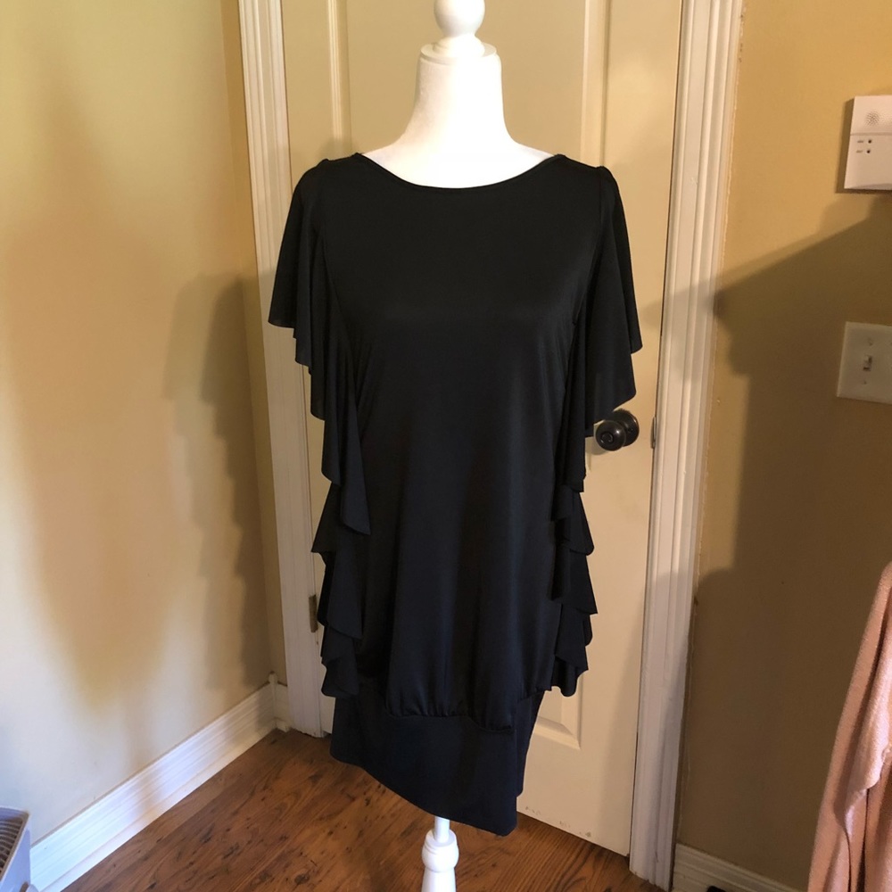 Black flutter sleeve tunic shirt Sz L